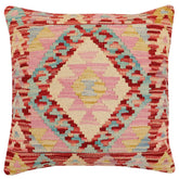 handmade Traditional Pillow Red Blue Hand-Woven SQUARE 100% WOOL Hand woven turkish pillow2' x 2'